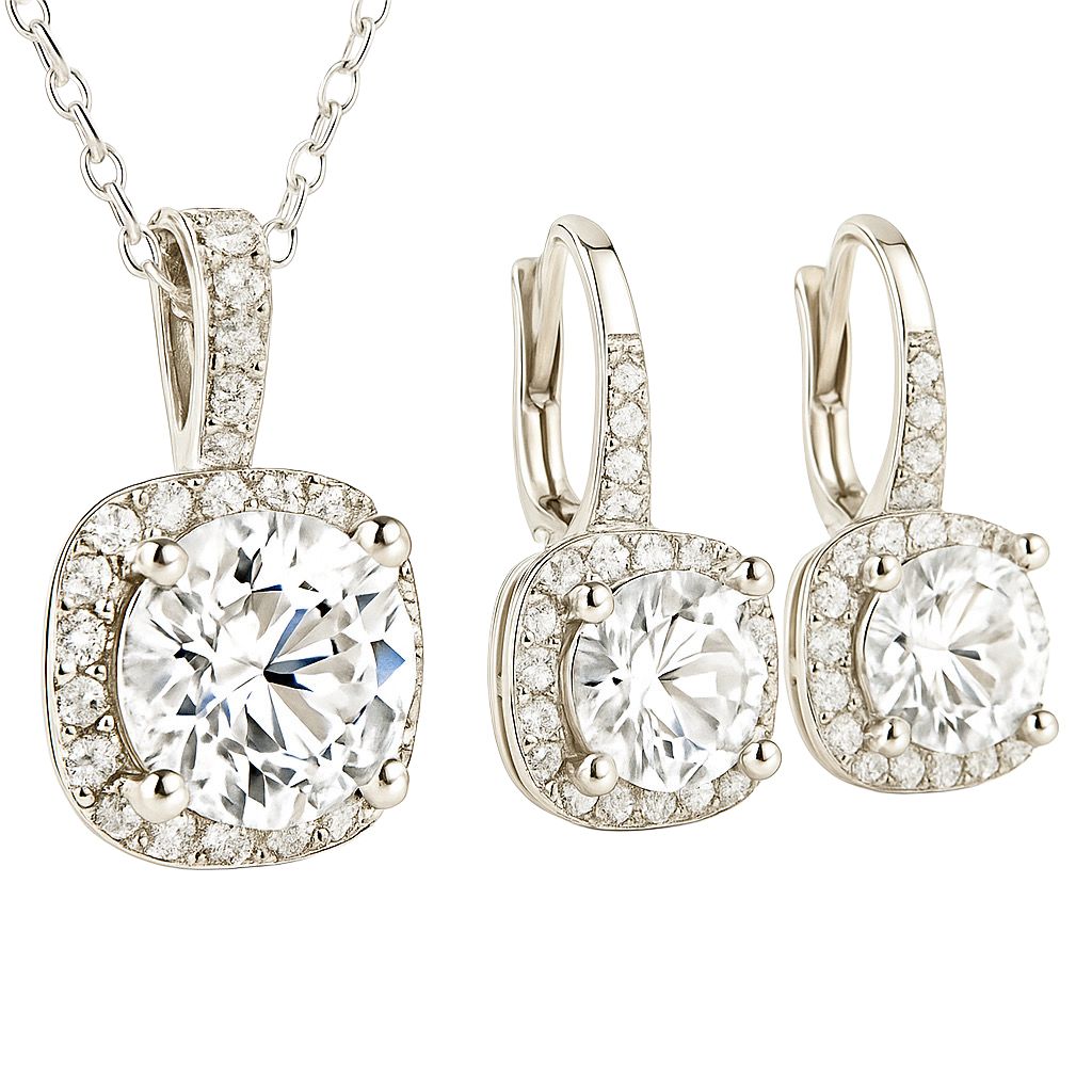 Set Aura Celeste - Collar y Pendientes de Cristal de Diamante